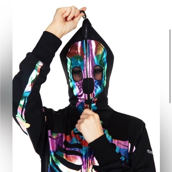 Iridescent Holographic Skeleton Costume M NWT - Picture 3 of 12